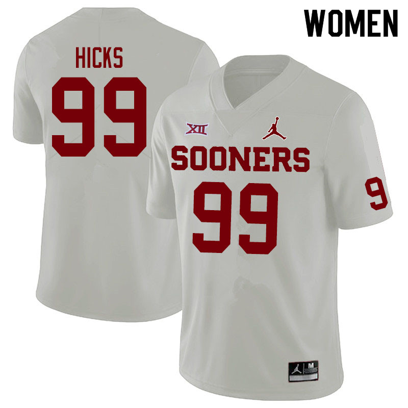 Jordan Brand Women #99 Marcus Hicks Oklahoma Sooners College Football Jerseys Sale-White